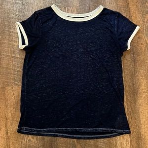 AEO Sheer Navy Blue Tee, Size Medium